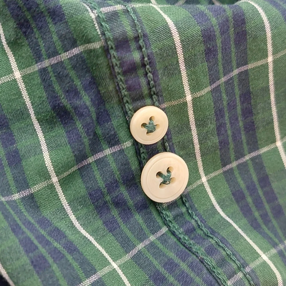 Abercrombie and Fitch Men's Size Medium Long Sleeve Shirt Plaid Muscle Green